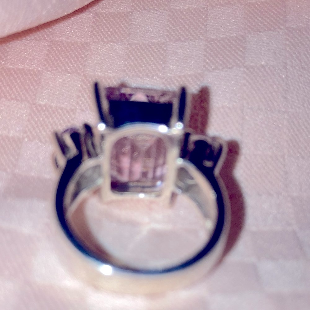 ENGAGEMENT RING: AMETHYST 3 Stone Ring—Bold, Modern Ring in Classic Design - Picture 4 of 5